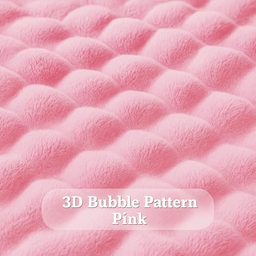 Image of VAS COLLECTIONS Bubble Blanket 600 GSM Heavyweight Ultra-Soft & Warm Blanket | Double Bed 223x223 cm (3000g) | Premium Winter Blanket for Bedroom & Heavy Winter Use - (Pink, Double - 3Kg)
