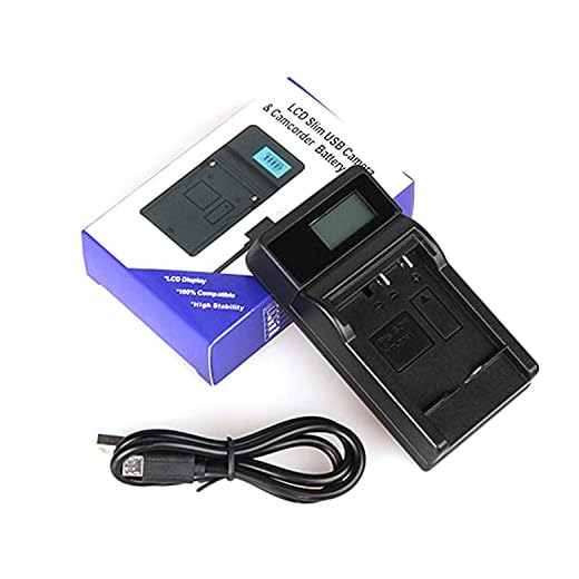 LCD USB Resekameror Snabb batteriladdarsats Ersättning Kompatibel med Panasonic Lumix DMC-TZ100, DMC-TZ101, DDMC-TZ110, DC-TZ200, DC-TZ220 Tillbehör till digitalkameror (Color : 1 x LCD USB Charger)