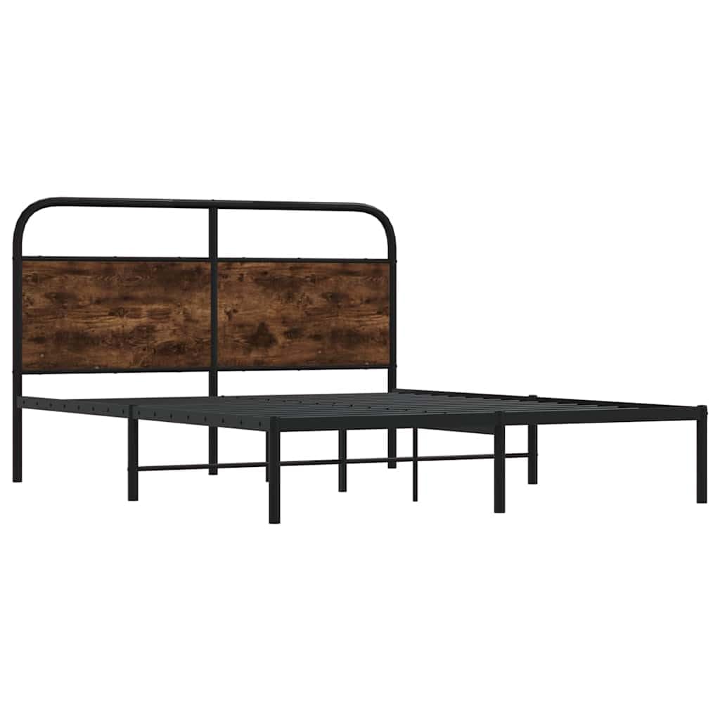 vidaXL Bed Frame Without Mattress 150x200 cm King Size Smoked Oak