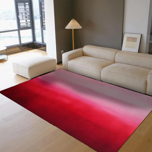 Carpette rose rouge à poil bas doux avec dégradé de couleurs