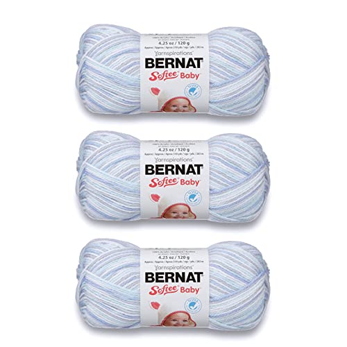 Image of Bernat Softee Baby Blue Flannel Yarn - 3 Pack of 120g /4.25oz - Acrylic - 3 DK (Light) - 310 Yards - Knitting /Crochet