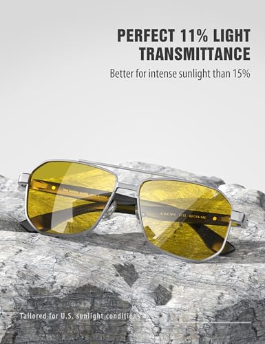 Image of Luenx Aviator Polarized Sunglasses for Men: Square UV400 Driving | Big Head Fit,Adjustable Nose Pads,Lightweight,Anti-slip,Impact-resistant,Scratch-Resistant,Glare Reduction,Gift-Ready Set