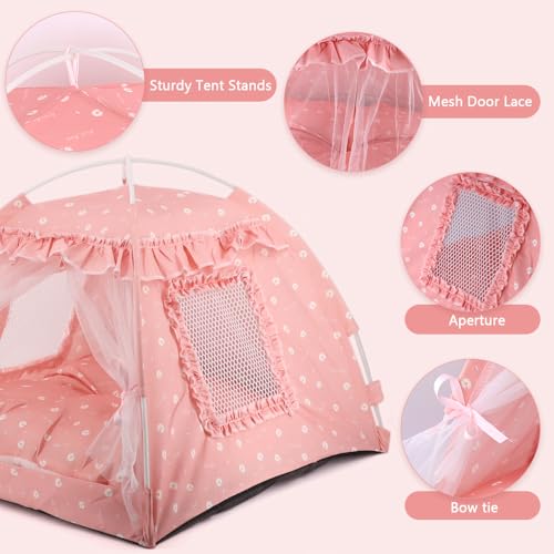pawstrip Dog Tent Indoor Cat House Pink Puppy Bed Portable Pet Teepe Princess Dog Camping Tent Outdoor Kitten Houses Cute Bunny Nest Girl Kitty Cave - Image 4