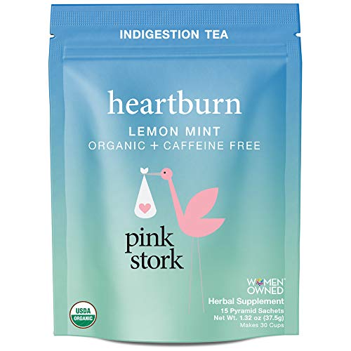 Pink Stork Heartburn Tea: Lemon Mint, USDA Organic, Heartburn Relief + Reduce Indigestion