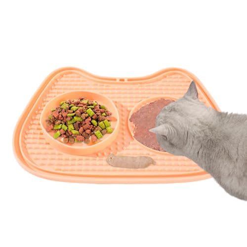猫の舐めマット、ゆっくり食事ディスペンサー、アンチガーピングデザイン、インタラクティブなトリートパズルトイ、不安削減パッド、ヨーグルトストリップウェットドライフード、安全なシリコンツールに最適満足を促進しま
