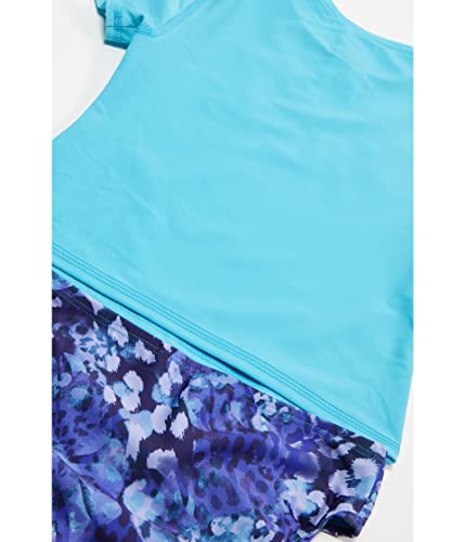 Image of Under Armour Girl's Short Sleeve Rashguard Surf Shirt and Swim Bottoms Set, UPF 50+ Sun Protection, Quick-Dry Bathing Suit