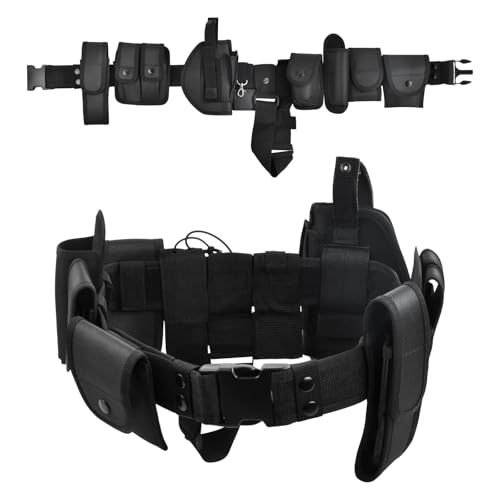 Daelesr Cintura Poliziotta, 10 in 1 Cintura Tattica Multifunzionale Marsupio per Esterni, Cinturone Tattico Militare, Accessori Cinturone Polizia, cinturas Tattica Regolabile e Rimovibile