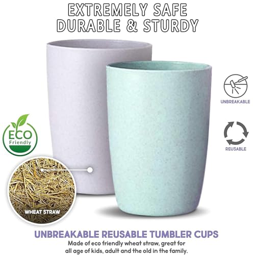 25 Pcs Wheat Straw Dinnerware Sets BPA Free Lightweight Bowl Reusable Dinner Plates Microwave Dishwasher Safe Cup Portable Spoon Knife Fork Dinnerware for Kids Aldult Home School Office Picnic Travel