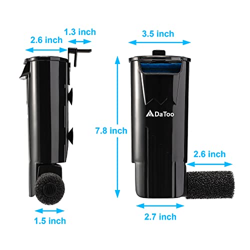 Image of DaToo Aquarium Power Filter in-Tank Ultra Silent Small Fish Tank Filter 5W for Aquarium 10 to 20 Gallon Tank, 1 Yr Warranty
