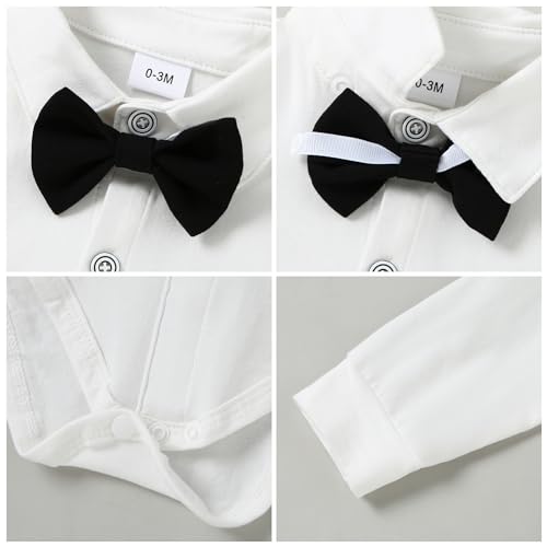 Image of DISAUR Baby Boy Clothes Toddler Boy Outfits 4PCS Gentleman Dress Romper /Vest /Pants /Bow Tie Cotton Suit Sets