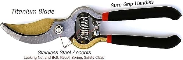 Garden Guru Indestructible Titanium Garden Clippers - Professional Bypass Hand Pruner Pruning Shear with Comfort Grip Handles for Gardening, Trimming, and Yard Work - Hardened Steel & Titanium Blade by Garden Guru Lawn & Garden Tools - Used condition - Image 4