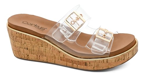 Corkys Footwear Womens Twinkie Wedges - Featuring a 2.5-Inch Heel, Corkys Signature Soft EVA Cushioned Insoles, And Two Straps with Adjustable Buckles