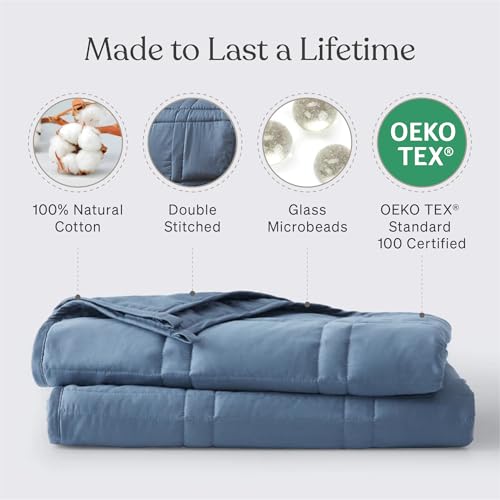 Image of Baloo Weighted Blanket for Adults 20 lb Full /Queen (Dusk, 80 inchx87 inch) | Cool & 100% Cotton | Machine Washable & Dryer Safe | Glass Microbead Fill