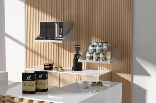 Image of Stainless Steel Microwave Shelf, 17 inchx22 inch 190 lb Heavy Duty Metal Appliance Wall Mount Floating Shelving, Commercial Microwave Rack for Kitchen, Restaurant and Hotel