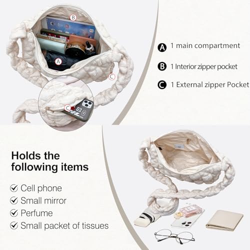 Quilted Puffer Tote Bag for Women Large Quilted Crossbody Bag Lightweight Nylon Puffy Hobo Shoulder Bag Puff Carryall4