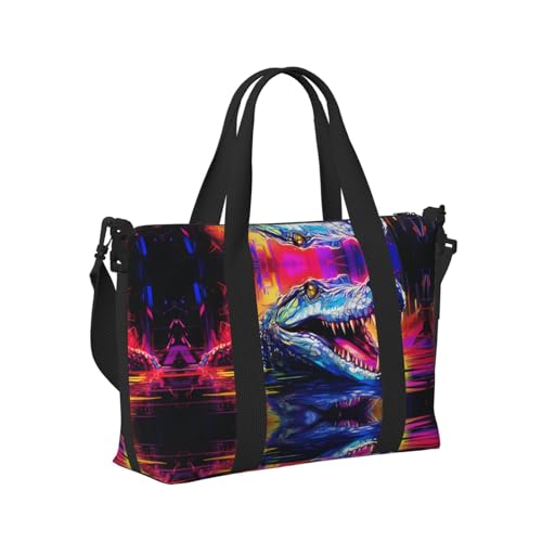Travel Bag for Weekend Trips, Airplane Carry-On with Adjustable Strap, Crocodile (9)