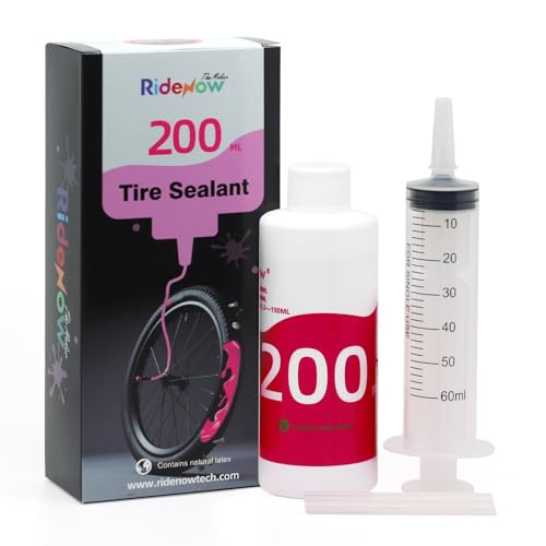 RIDENOW Sellador de neumáticos de leche sin tubo, protección contra pinchazos para bicicleta de carretera y gravel, MTB, 200 ml, sellador sin tubo, fácil de limpiar, alta fectiva, baja corrosión