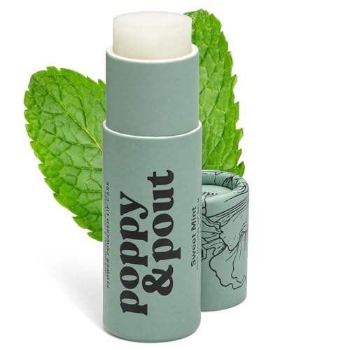 Poppy & Pout Sweet Mint A Jumbo Lip Balm | All Natural Lip Balms & Moisturizers | Hydrates with Beeswax Vitamin E Organic Coconut Oil | Cruelty-Free | Lip Balm in Recyclable Cardboard Tube