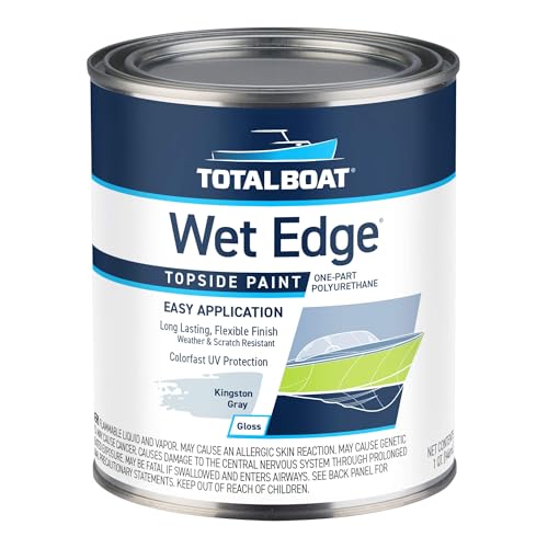 Image of TotalBoat Wet Edge Topside Marine Paint Premium Polyurethane Coating for Boats, RVs, Exterior Trim, Fiberglass, Metal, and Wood (Kingston Gray, Quart)