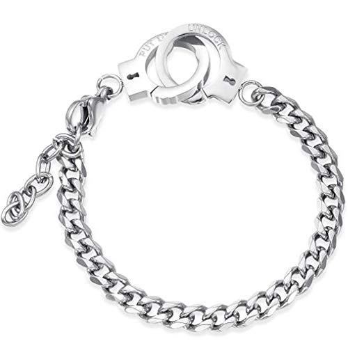 Jude Jewelers 6mm & 10mm Stainless Steel Handcuff Interlocking Infinity Style Chain Link Bracelet (Silver 6mm)