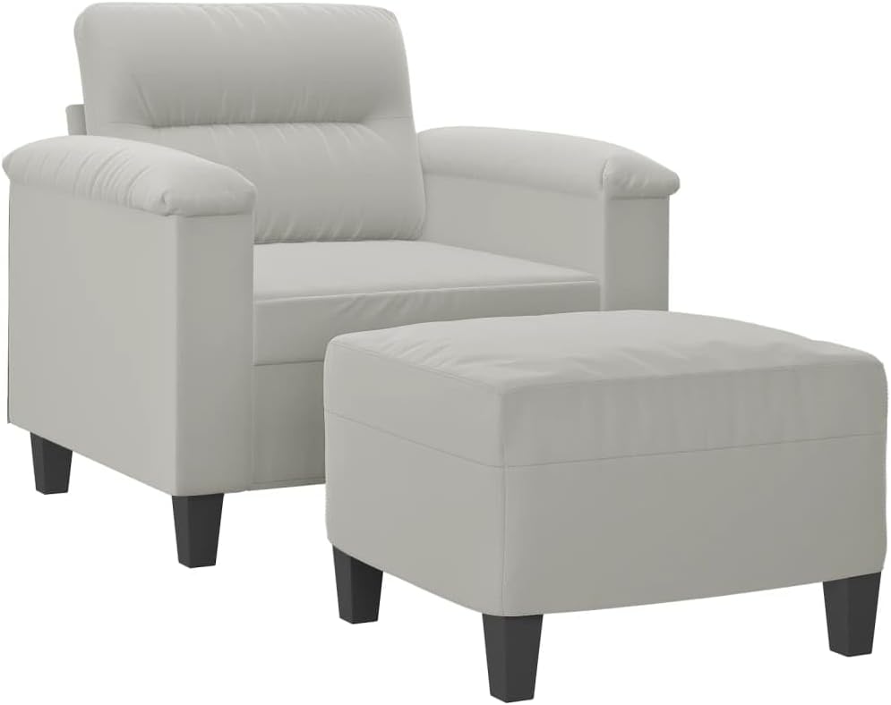 Sofa Chair with Footstool Light Grey Living Room Furniture