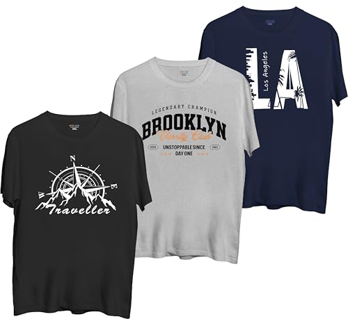 Image of West Gate Clothing Plus Size Cotton T-Shirt for Men | XL, 2XL, 3XL, 4XL, 5XL | Black, Red, White, Blue, Grey Melange | Mens Combo