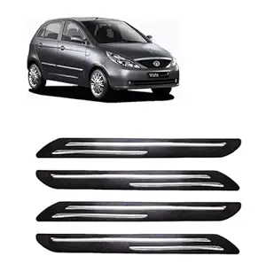 Arneja Car Bumper Guard for Tata Indica Vista (Set of 4, Black, Silver, Rubber)