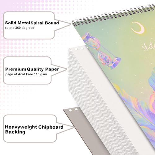 Image of Sketch Book, 8 inchX11.5 inch 100 Pages(110gsm), Spiral Bound Artist Sketch Pad, Durable Acid Free Sketchbook for Painting, Sketching or Doodling, Best Gifts for Drawing Boys and Girls, White