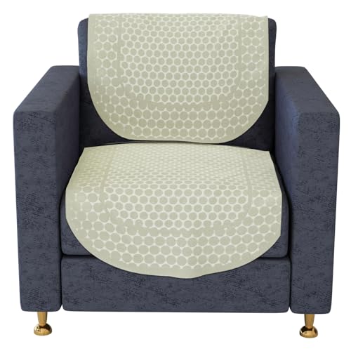 Image of Kuber Industries Sofa Cover Set | Net Slipcover for Living Room & Hall | 5-Seater Cream Dot Sofa Cover Set