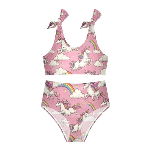 Wusikd Cute Unicorns Girls Swimsuits Two Piece Rainbows Pink Swimwears Bikini Set for for Girls Size 3T3