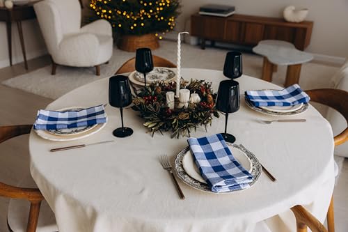 Navy Blue Cloth Napkins - Reusable Navy Blue and White Cotton Napkins - 100% Cotton, 12 Pack - 20"x20", Washable, Plaid Gingham Pattern, Perfect for BBQ, Parties and Small Get-Togethers (Blue) by Organic Cotton Mart - Used condition - Image 5