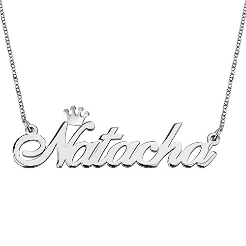 Personalized 925 Sterling Silver Name Necklace with Crown Jewelry Custom Made with Any Names