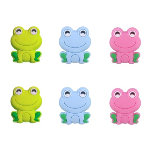6pcs Knitting Needle Stoppers, Small Silicone Knitting Needle Point Protector Colorful Frog Needle Tip Cap Stitch Stopper Protector Cover Knitting Accessories for Knitting Needle, SATONBEYI