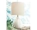 Signature Design by Ashley Rainermen Casual Ceramic Table Lamp, Transparent White Glaze Finish, Drum Hardback Fabric Shade, 11