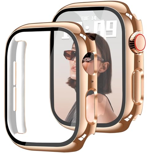 Newlibery 46mm �P�[�X Apple Watch Series 10/11�Ή� HD�����K���X�X�N���[���v���e�N�^�[ �n�[�hPC�P�[�X �t���J�o�[ �ی� ���h�~ �Ռ��z���t�F�C�X�J�o�[ iWatch �p ���[�Y�S�[���h