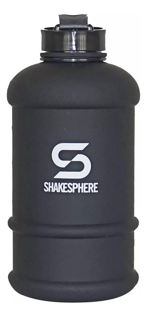 SHAKESPHERE Large Sports Water Bottle - 1.3L / 44oz - BPA-Free, Durable Hydration Jug, Black - Ideal for Fitness, Outdoor Activities, Biking, Camping