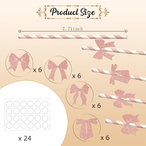 24 pitillos desechables con lazo dorado para fiesta miniatura 3