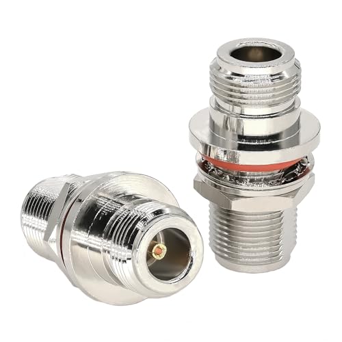 2PCS Adaptador conector tipo N hembra a hembra