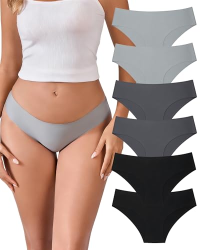 OJCNBV Seamless Underwear for Women No Show Panties Invisibles Briefs Soft Stretch Bikini Underwears 6 Pack