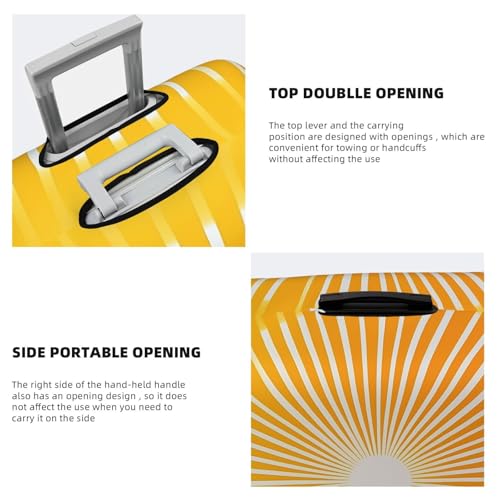 Yellow And White Sunburst Pattern Elastic Travel Luggage Covers Dustproof Scratch-Resistant Suitcase Protector Fit 22-24 Inch3