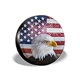 American Flag Spare Tire Cover for RV Trailer Eagle Camper Wheel Accessories for Travel Trailers Waterproof UV Sun Protectors Fits Truck SUV Tire Wheel Covers Diameters 15 inches