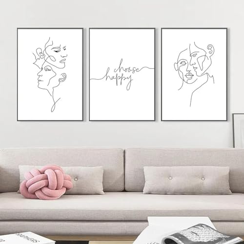 Peinture sur toile minimaliste KEBIA affiche salon scandinave triptyque 60x80cm moderne