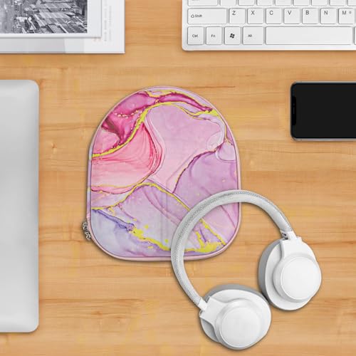 Geekria NOVA Headphones Case for Over-Ear Headphones, Replacement Hard Shell Travel Carrying Bag with Cable Storage Compatible with Soundcore, JBL, Bang&Olufsen, Sony (Pink Marble)