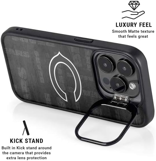 Skinit Kickstand Phone Case Compatible with iPhone 16 Pro Max - Officially Licensed NFL Chicago Bears Black & White Design