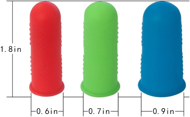Hot Glue Gun Finger Protectors, 12 pcs, Silicone Thimble Finger Guard for Hot Glue,Blue, red, Green, Orange