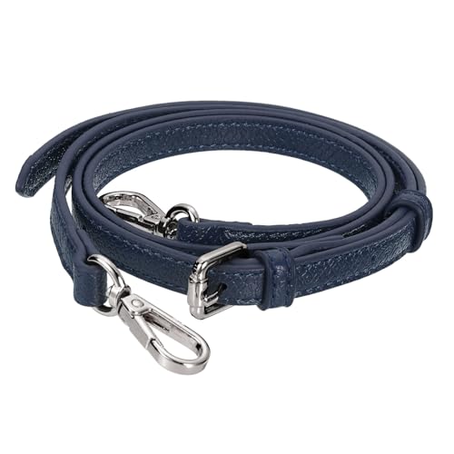 Image of uxcell Leather Bag Strap Replacement Adjustable Crossbody Bag Straps Conversion for Shoulder Bag Handbag Purse, Dark Blue, Silver Buckle