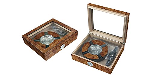 Box Humidor Luftbefeuchter für 50 Zigaretten, Wurzelholz, matt, mit Zubehör von Lubinski