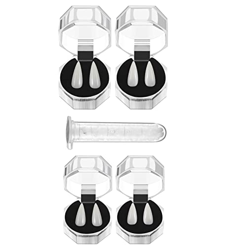 Jingyukj Dent de Vampire, 4 Ensembles Crocs de Dents de Vampire, 1 Ensemble de Gel Dentaire Tubulaire, Costume d'halloween Bricolage, Accessoires de Jeu de rôle d'halloween Crocs de fête d' Cover