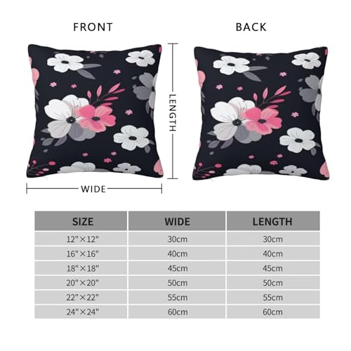 Housse de coussin fleurs 70x70 cm noire avec finitions soignées - 7