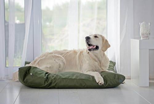 4L Textil ZOE Hundekissen wasserfest mit Bezug Hundebett wasserabweisend Hundekissen große Hunde waschbares Hundebett große Hunde (120x100 cm, Dunkelgrün)